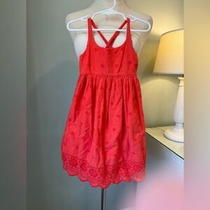 Gap Girl's Sundress in Vibrant Orange with Embroidery- size 5 youth